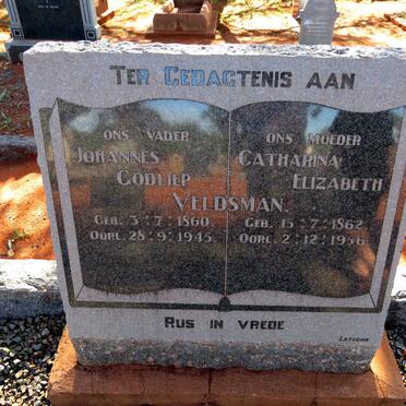 VELDSMAN Godliep 1860-1945 & Catharina Elizabeth 1862-1956