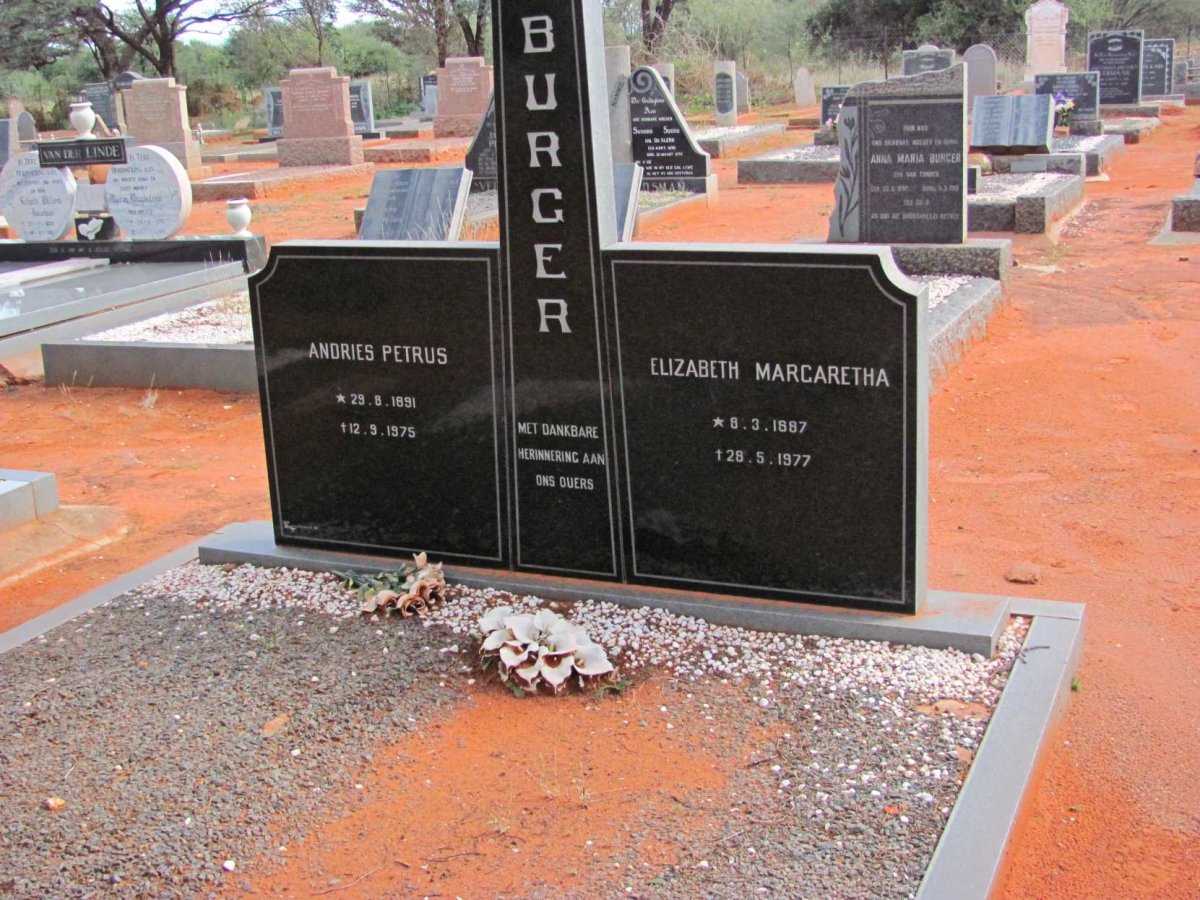 BURGER Andries Petrus 1891-1975 &amp; Elizabeth Margaretha 1887-1977
