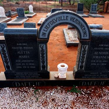 DAFFUE Hendrik Johannes 1893-1959 & Aletta Maria JANKOWITZ 1896-1958 