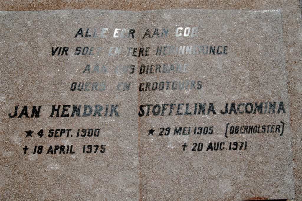 BOSHOFF Jan Hendrik 1900-1975 &amp; Stoffelina Jacomina OBERHOLSTER 1905-1971