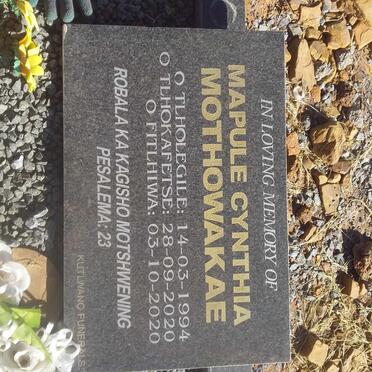 MOTHOWAKAE Mapule Cynthia 1994-2020