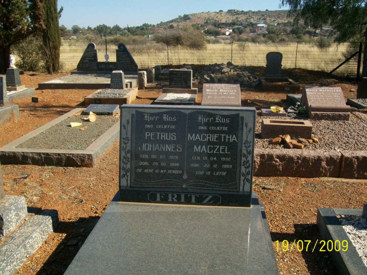 FRITZ Petrus Johannes 1926-1986 & Magrietha Magzel 1932-1959