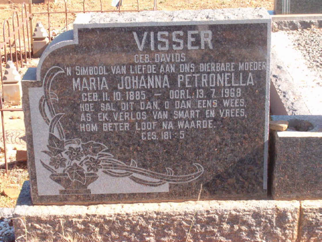 VISSER Maria Johanna Petronella neé Davids1885-1968