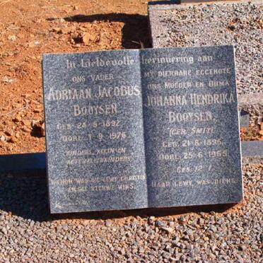 BOOYSEN Adriaan Jacobus 1892-1976 &amp; Johanna Hendrika neé SMIT 1895-1965