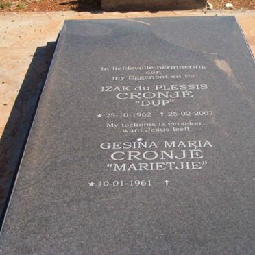 CRONJE Izak du Plessis 1962-2007 &amp; Gesina Maria 1961-