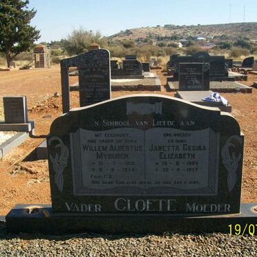 CLOETE Willem Albertus Myburgh 1901-1974 &amp; Janetta Gesina Elizabeth 1904-1977