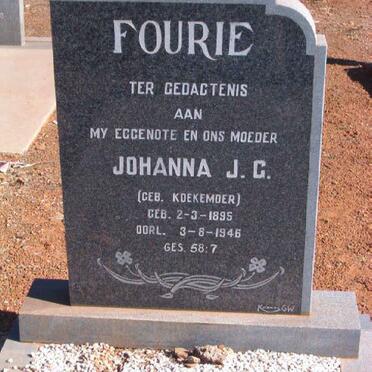FOURIE Johanna J.G. neé KOEKEMOER 1895-1946