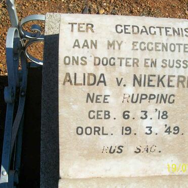 NIEKERK Alida, v. nee RUPPING 1918-1949