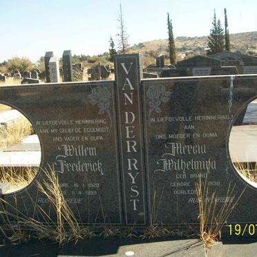 RYST Willem Frederick, van der 1929-1989 &amp; Mercia Wilhelmina BRAND 1938-