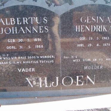 VILJOEN Albertus Johannes 1891-1968 &amp; Gesina Hendrika 1903-1978