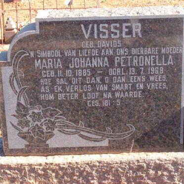 VISSER Maria Johanna Petronella neé Davids1885-1968