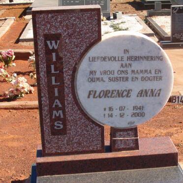 WILLIAMS Florence Anna 1941-2000