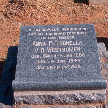 WESTHUIZEN Anna Petronella, van der neé SMITH 1885-1946