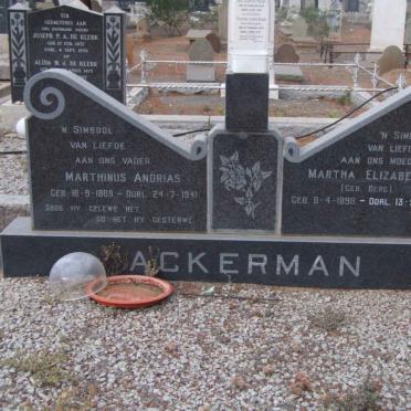 ACKERMAN Marthinus Andrias 1889-1941 &amp; Martha Elizabeth BERG 1898-1974