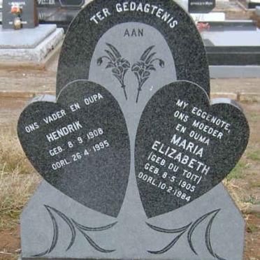 CARR Hendrik 1908-1995 &amp; Maria Elizabeth DU TOIT 1905-1984
