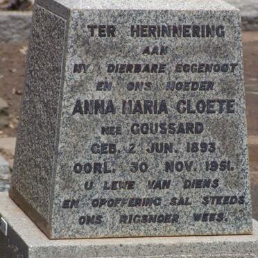 CLOETE Anna Maria nee GOUSSARD 1893-1951