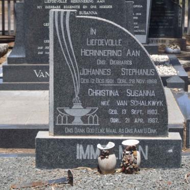 IMMELMAN Christina Susanna nee VAN SCHALKWYK 1903-1967
