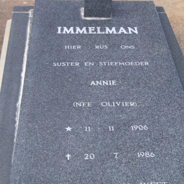 IMMELMAN Annie nee OLIVIER 1906-1986 
