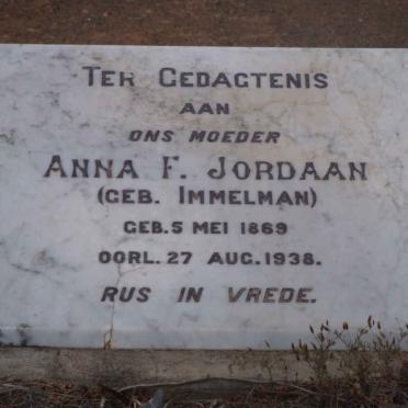 JORDAAN Anna F. nee IMMELMAN 1869-1938