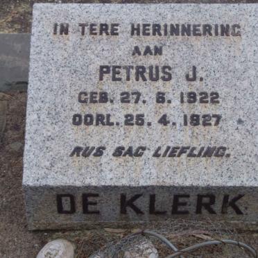 KLERK Petrus J., de 1922-1927