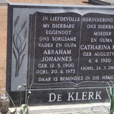 KLERK Abraham Johannes, de 1900-1973 &amp; Catharina M.J. AUGUSTYN 1920-2007