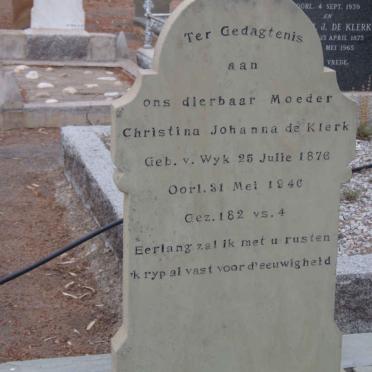 KLERK Christina Johanna, de nee v. WYK 1876-1946