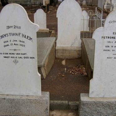 KLEM Christian F. 1865-1937 &amp; Elsje Petronella MARAIS 1863-1926