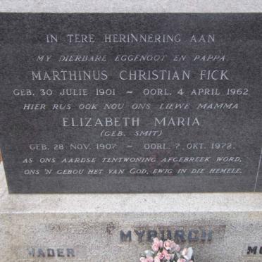 MYBURGH Marthinus Christian Fick 1901-1962 &amp; Elizabeth Maria SMIT 1907-1972