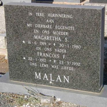 MALAN Francois F. 1912-1992 &amp; Magaretha S. 1919-1980 :: MALAN Jacobus J. 1938-2013 