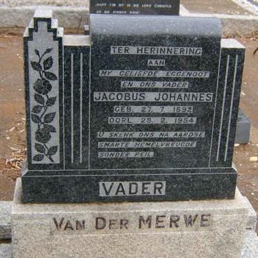 MERWE Jacobus Johannes, van der 1892-1954