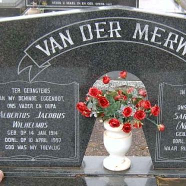 MERWE Albertus Jacobus Wilhelmus, van der 1914-1997 &amp; Sarah Susanna VISSER 1920-2000