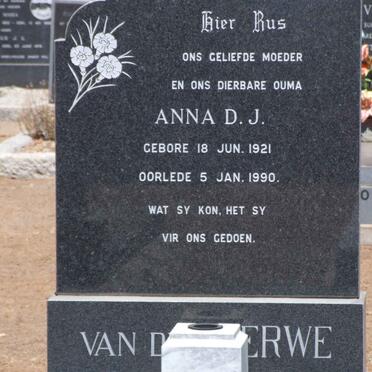 MERWE Anna D.J., van der 1921-1990