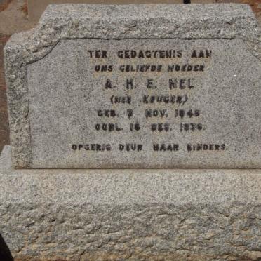 NEL A.H.E. nee KRUGER 1846-1936