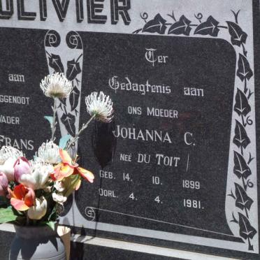 OLIVIER Johanna C. nee DU TOIT 1899-1981