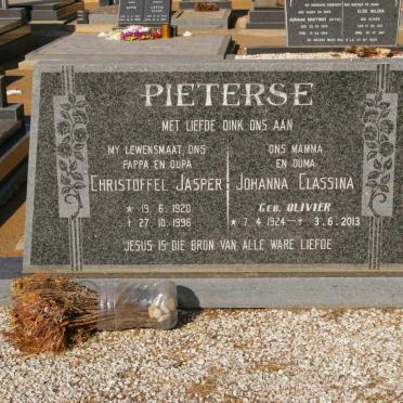 PIETERSE Christoffel Jasper 1920-1996 &amp; Johanna Classina OLIVIER 1924-2013
