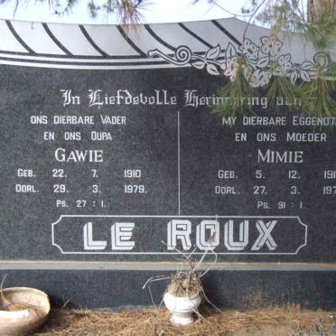 ROUX Gawie, le 1910-1979 &amp; Mimie 1915-1973