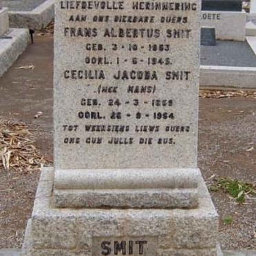 SMIT Frans Albertus 1863-1945 &amp; Cecilia Jacoba MANS 1859-1954