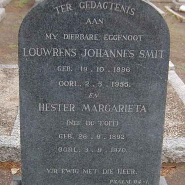 SMIT Louwrens Johannes 1886-1955 &amp; Hester Margarieta DU TOIT 1892-1970