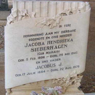 SIEBERHAGEN Jacobus J. 1884-1979 &amp; Jacoba Hendrieka MARAIS 1896-1947