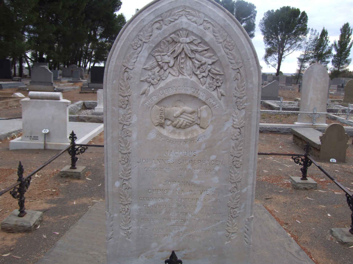 SIEBERHAGEN Jacobus Johannes 1846- 1915 & Johanna Christina OLIVIER 1850-1915