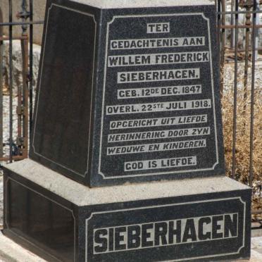 SIEBERHAGEN Willem Frederick 1847-1918 &amp; B.M.M. V. SCHALKWYK 1858-1934