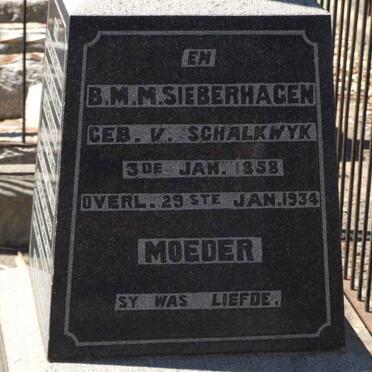 SIEBERHAGEN B.M.M. nee V. SCHALKWYK 1858-1934