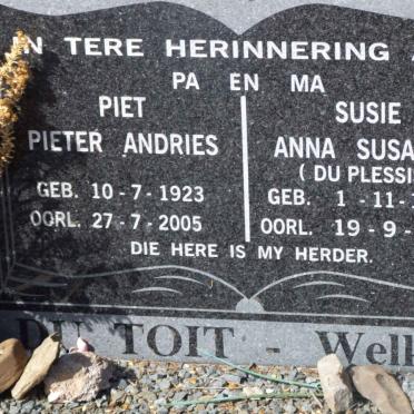 TOIT Pieter Andries, du 1923-2005 &amp; Anna Susanna DU PLESSIS 1921-2005