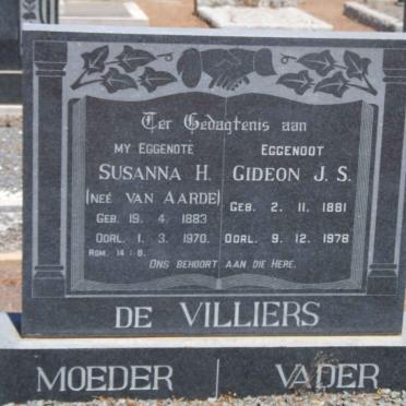 VILLIERS Gideon J.S., de 1881-1978 &amp; Susanna H. VAN AARDE 1883-1970