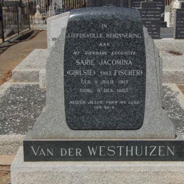 WESTHUIZEN Sarie Jacomina, van der nee FISCHER 1913-1953