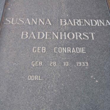 WESTHUIZEN Susanna Barendina Badenhorst, van der nee CONRADIE 1933-