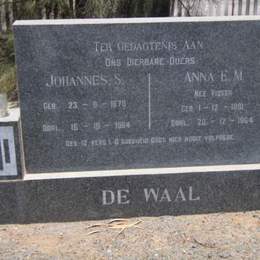 WAAL Johannes S., de 1878-1964 &amp; Anna E.M. VISSER 1881-1964
