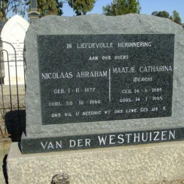 WESTHUIZEN Nicolaas Abraham, van der 1877-1960 &amp; Maatje Catharina BERCH 1885-1965