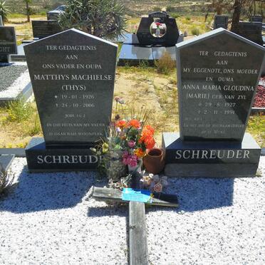 SCHREUDER Matthys Machielse 1926-2006 &amp; Anna Maria Gloudina VAN ZYL 1927-1991