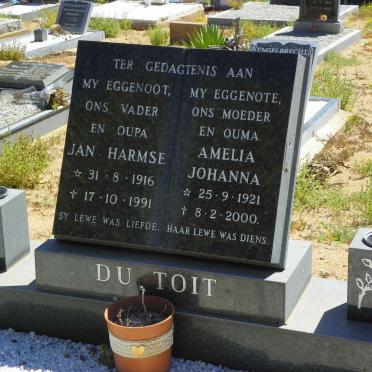 TOIT Jan Harmse, du 1916-1991 &amp; Amelia Johanna 1921-2000